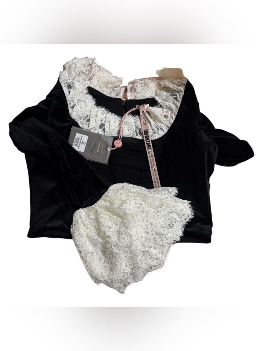 NWT House of CB Jacinda Black Velvet Lace Trimmed Corset Top